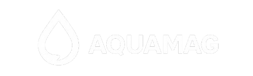 Logo de Aquamag®: marca de solución antisarro con tecnología magnética para agua dura. Símbolo de agua limpia y protección del hogar mexicano.